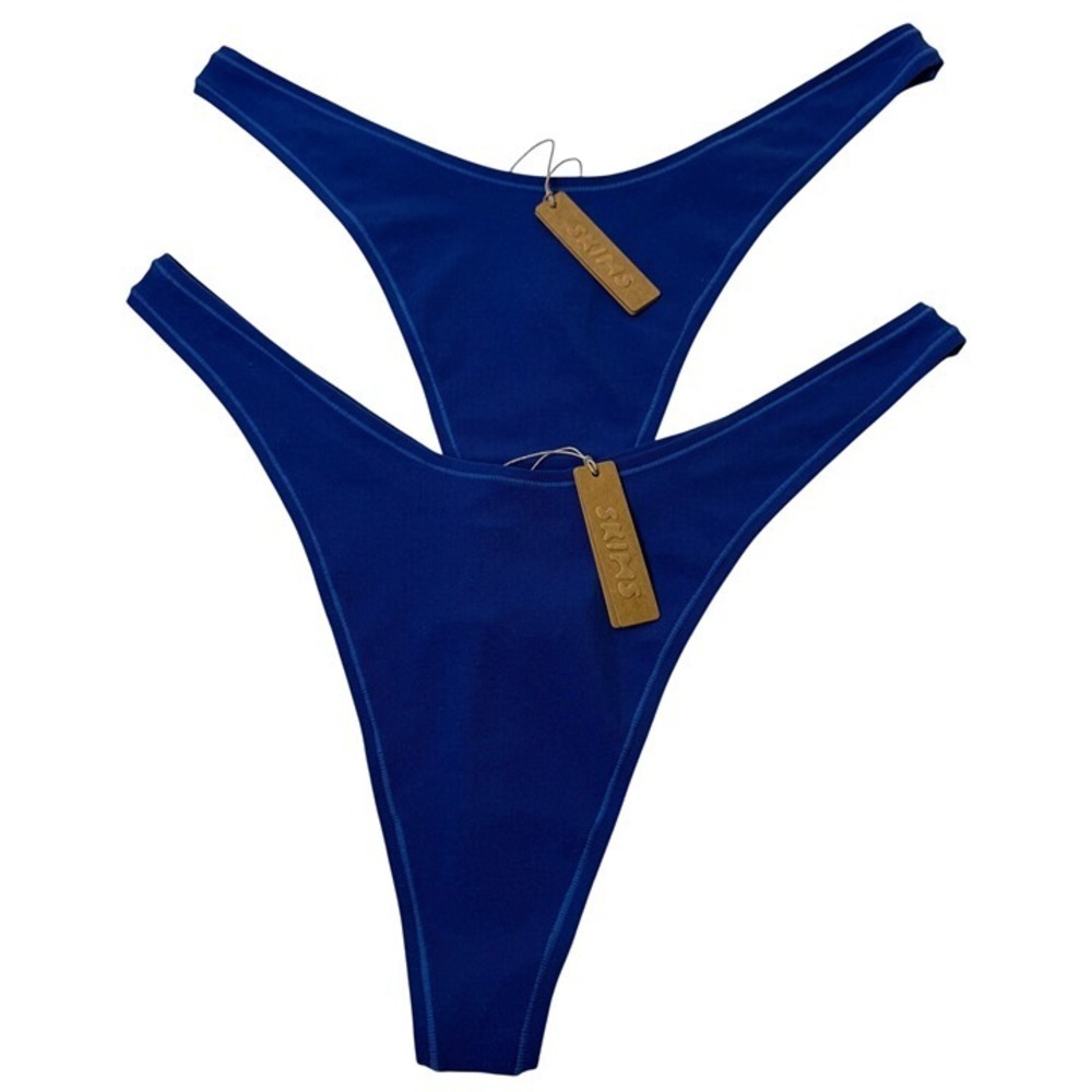 SKIMS Cotton Jersey Micro Dipped Thong Lot of 2 Cobalt 3X‎